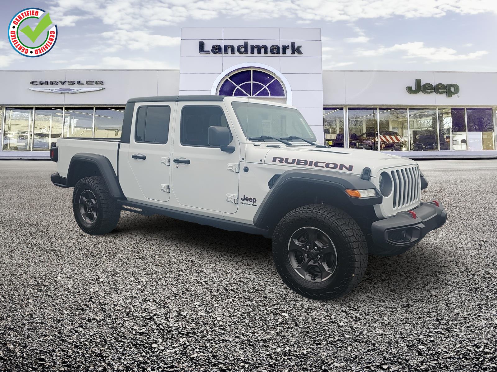 White 2020 Jeep Gladiator Rubicon Crew Cab 4WD Pickup Truck Four-Wheel Drive 6-Speed Manual